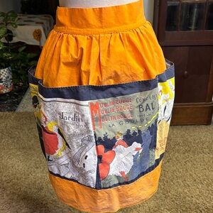 Vintage orange parisian art theme apron